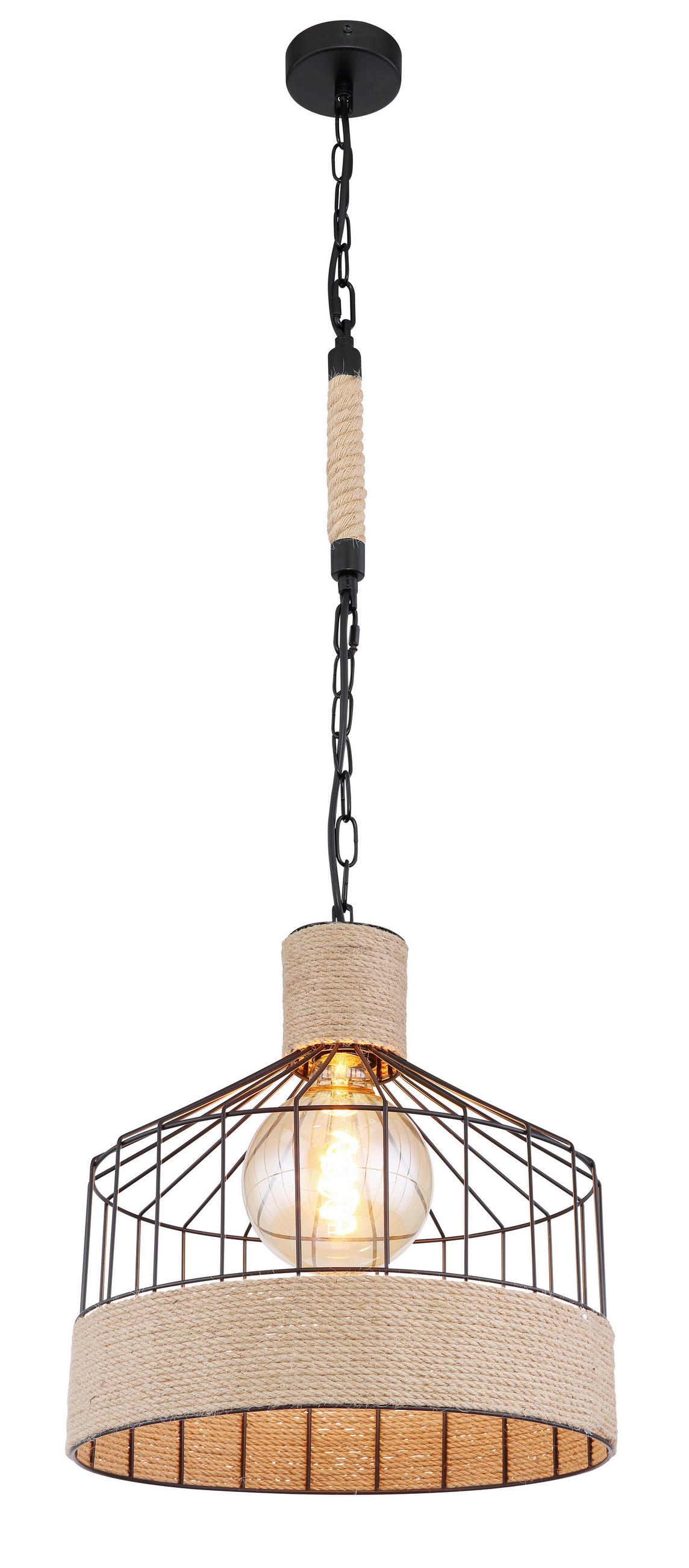 VISEČA SVETILKA        35/135 cm     60 W E27 - črna/rjava, Romantika, kovina/naravni materiali (35/135cm)