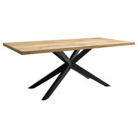 ESSTISCH 200/100/77 cm Echtholz  Holz in verschiedenen Größen erhältlich, Variantenauswahl rechteckig Schwarz, Eichefarben  - Eichefarben/Schwarz, Design, Holz/Metall (200/100/77cm) - Musterring