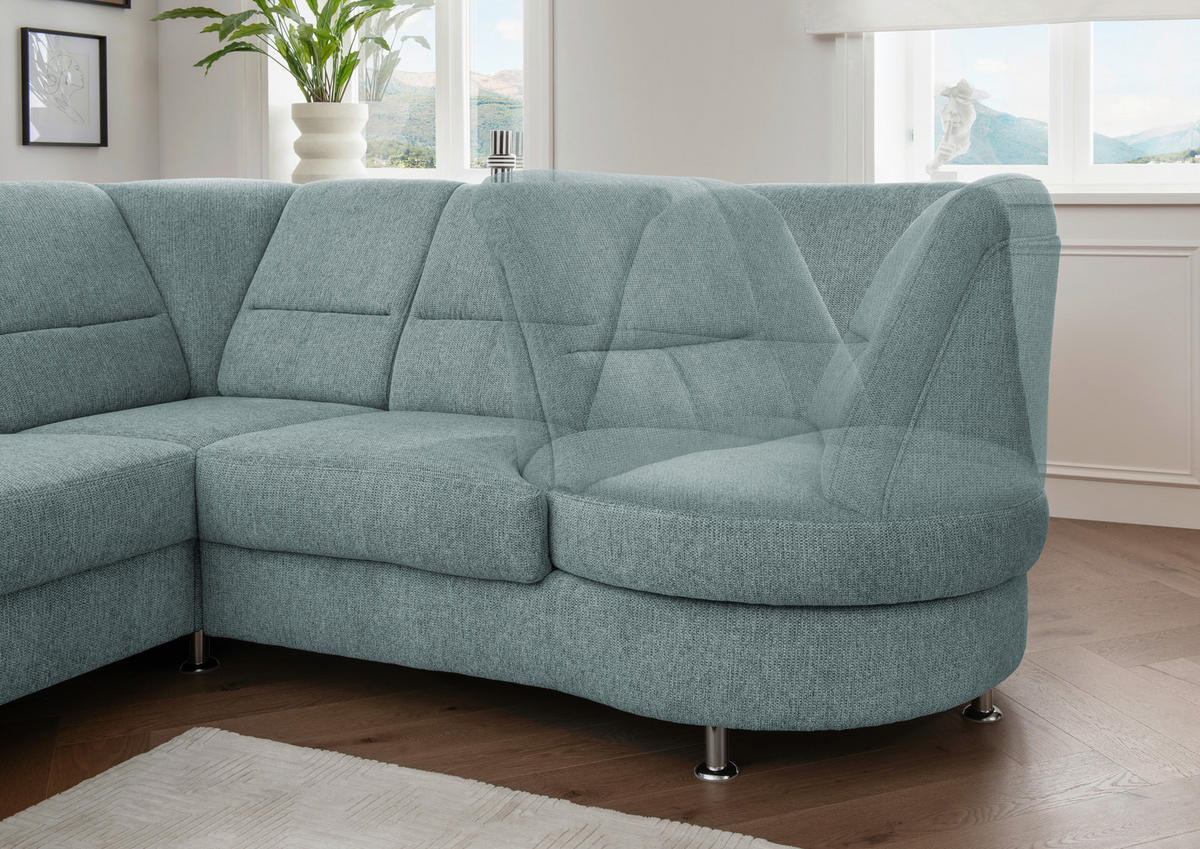 ECKSOFA Blau Chenille  - Chromfarben/Blau, MODERN, Textil/Metall (275/236cm) - Livetastic