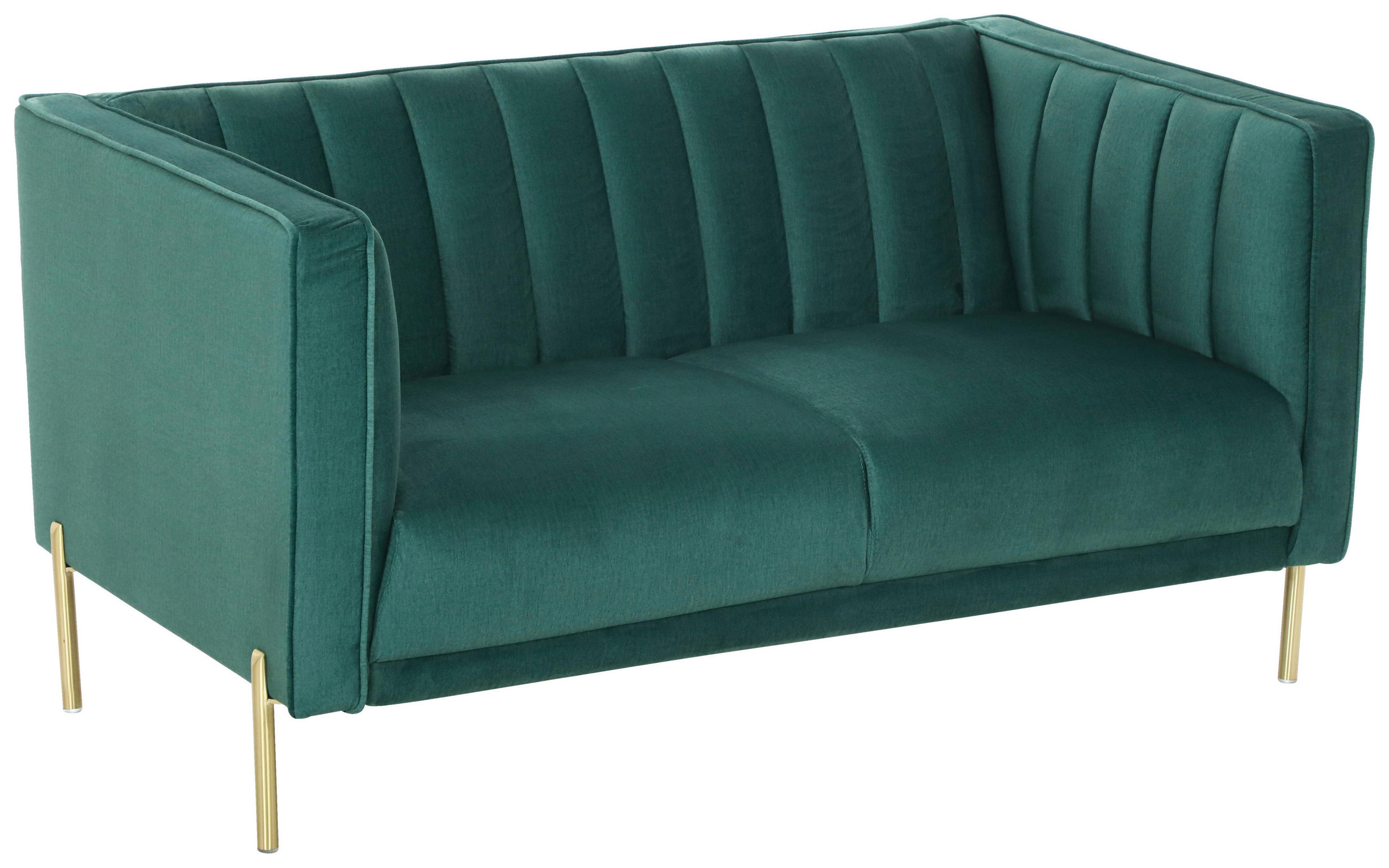 2-SITZER-SOFA Samt Grün  - Goldfarben/Grün, Design, Textil/Metall (144/75/85cm) - Livetastic