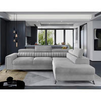 ECKSOFA Hellgrau Samt  - Silberfarben/Hellgrau, Design, Textil/Metall (278/205cm) - MID.YOU