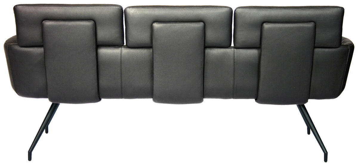 SITZBANK 200/91/70 cm Echtleder Schwarz  - Schwarz, Design, Leder/Metall (200/91/70cm) - Dieter Knoll