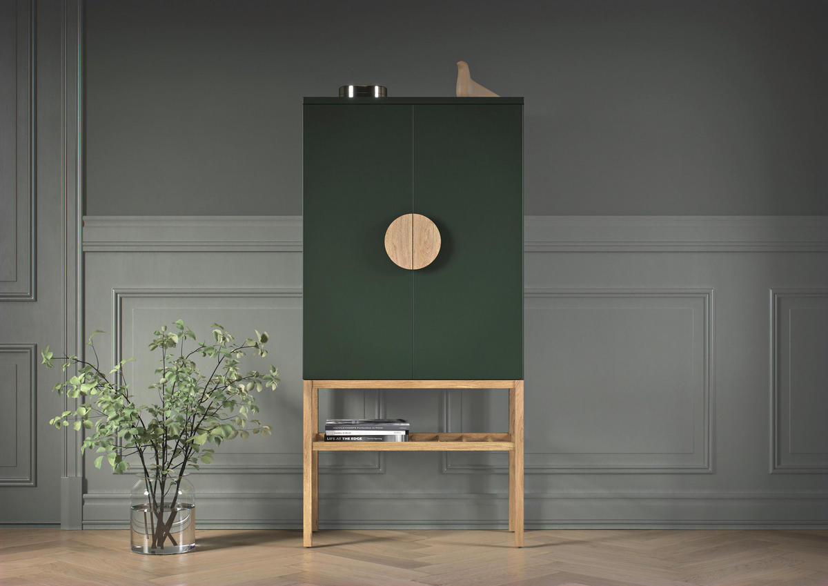 HIGHBOARD  in 80/162/37 cm  - Dunkelgrün/Eichefarben, Design, Holz/Holzwerkstoff (80/162/37cm)