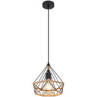 VISEČA SVETILKA        25/150 cm      E27 - črna/rjava, Natur, kovina/naravni materiali (25/150cm) - Globo