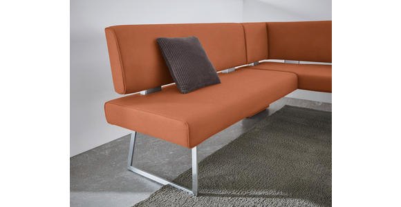 ECKBANK 196/160 cm  in Edelstahlfarben, Karamell  - Edelstahlfarben/Karamell, Design, Textil/Metall (196/160cm) - Dieter Knoll