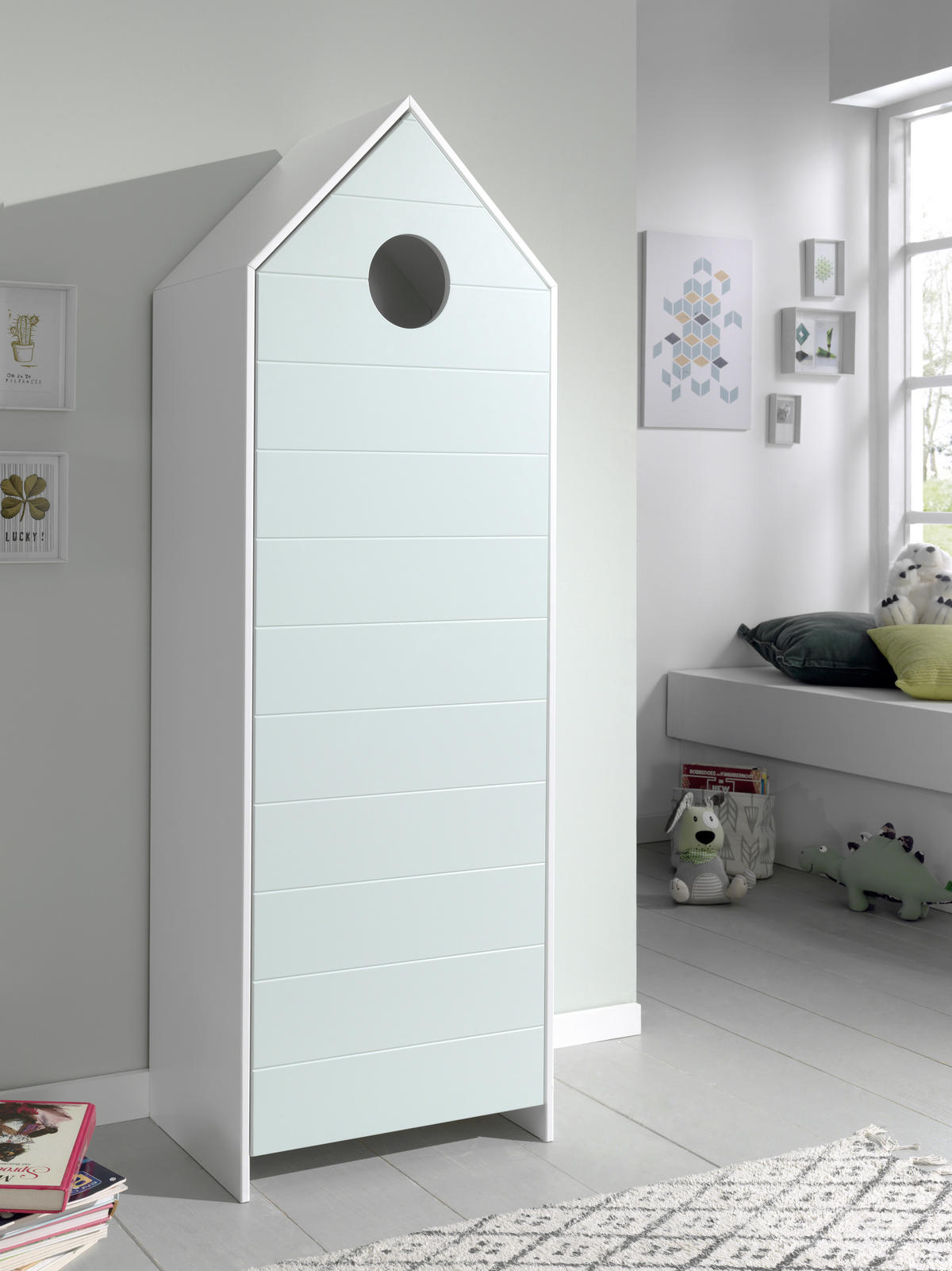 KINDERKLEIDERSCHRANK Weiß, Mintgrün  - Weiß/Mintgrün, MODERN, Holzwerkstoff (57,6/171,3/37cm) - MID.YOU
