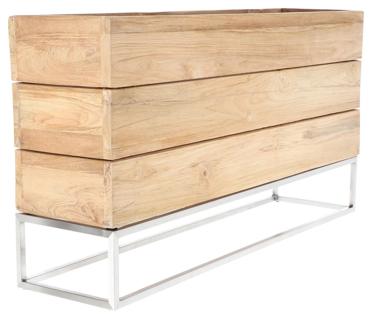 HOCHBEET Mini garden  - Edelstahlfarben/Teakfarben, MODERN, Holz/Metall (100/53/25cm) - Jan Kurtz