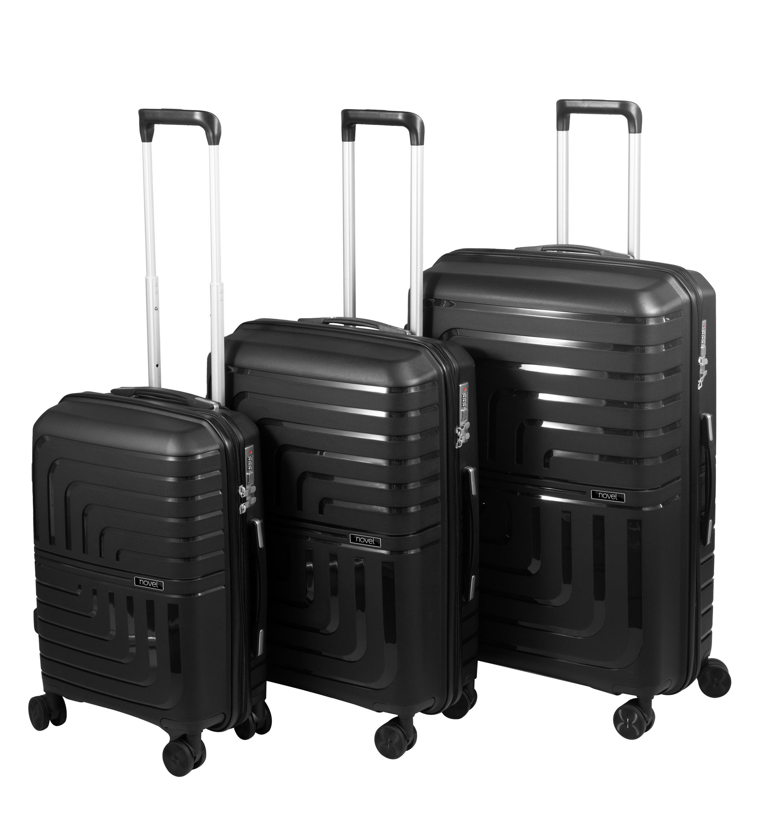 REISEKOFFERSET Schwarz 3-teilig  - Schwarz, Basics, Kunststoff/Textil - Novel