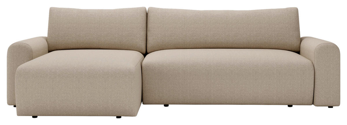 ECKSOFA Hellbraun  - Hellbraun/Creme, Design, Kunststoff/Textil (246/150cm) - Livetastic