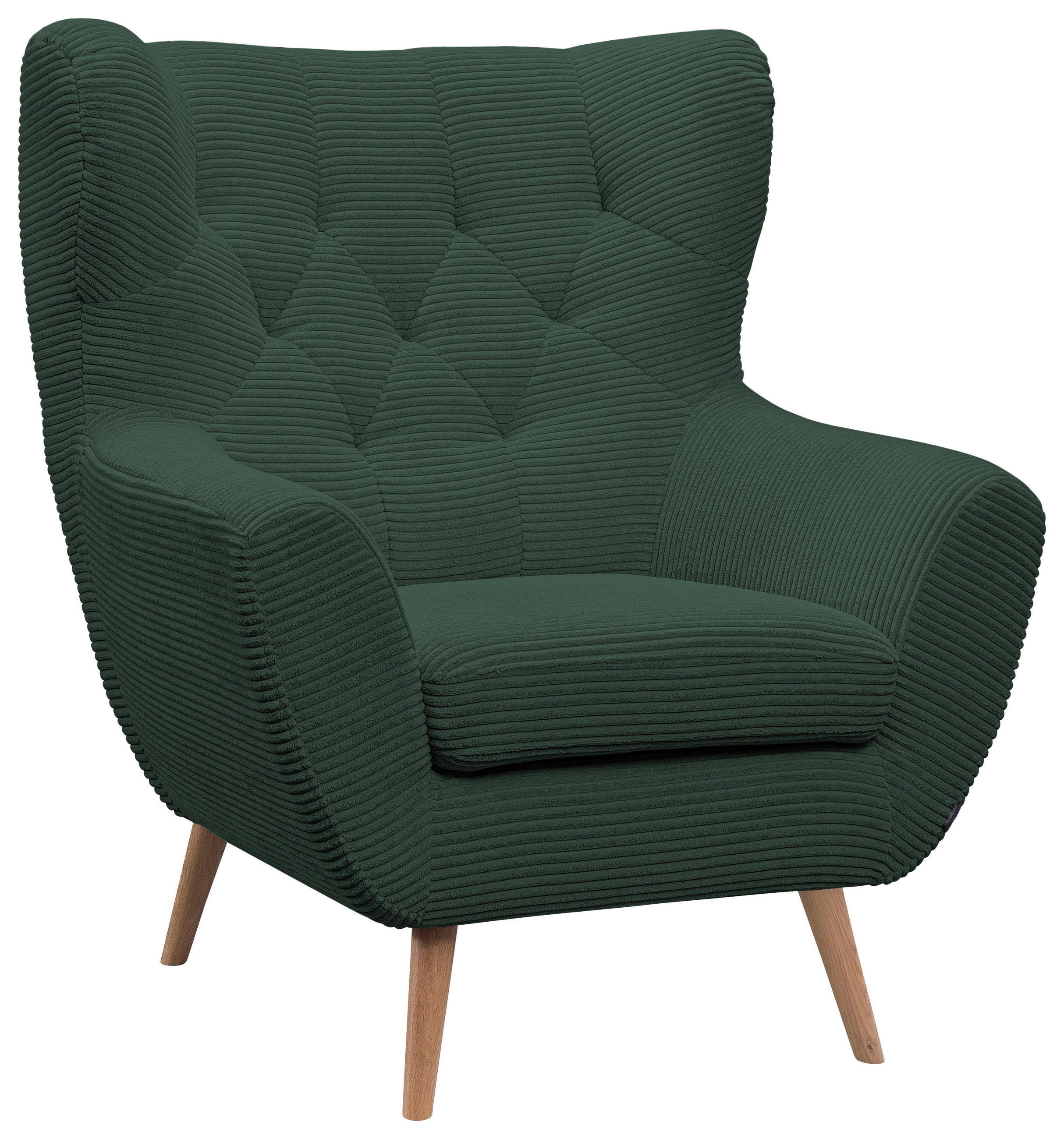 SESSEL in Cord Grün  - Eichefarben/Grün, Design, Holz/Textil (87/101/95cm) - Stylife