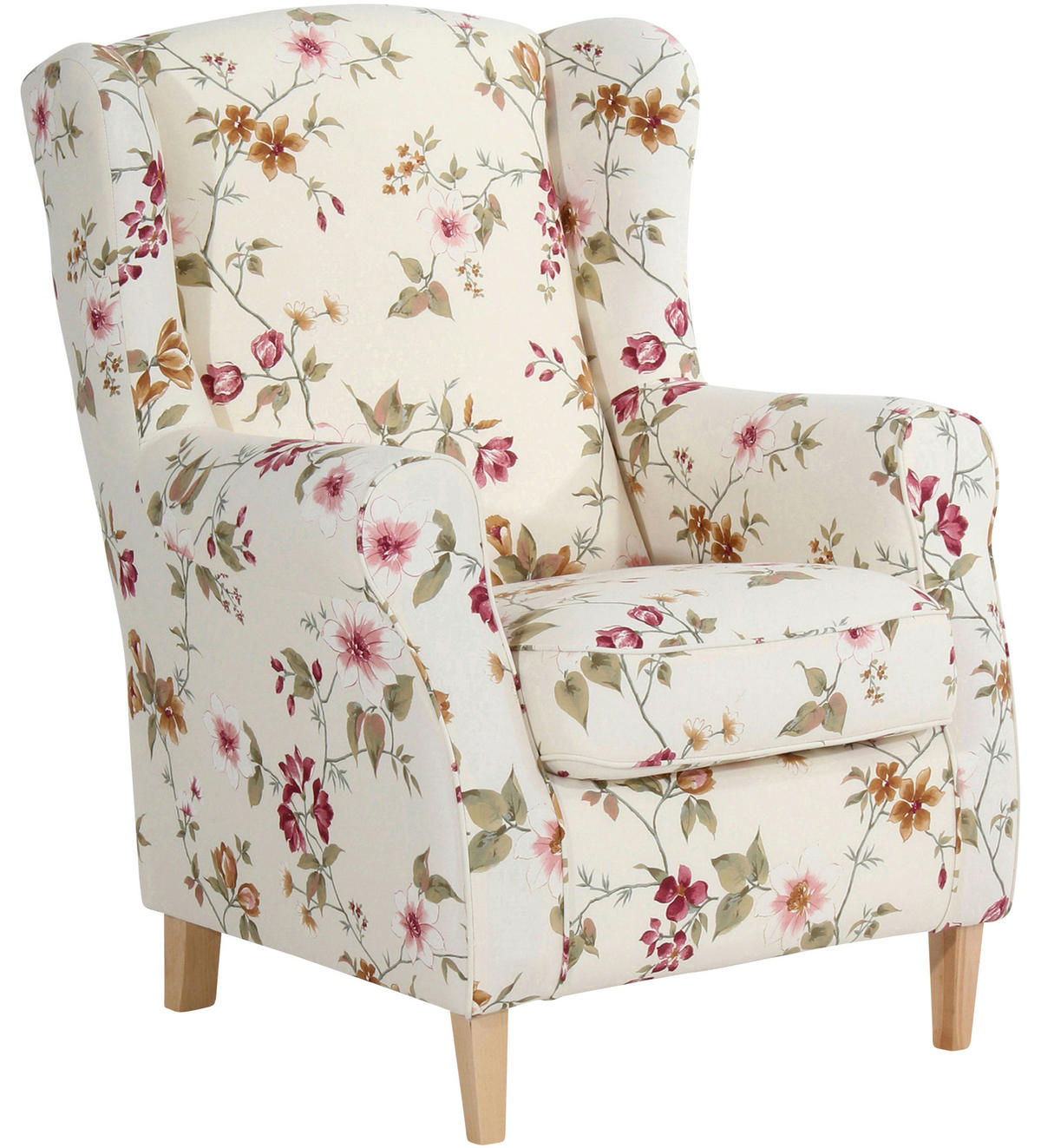 OHRENSESSEL Lesesessel Flachgewebe Multicolor, Weiß  - Buchefarben/Multicolor, Design, Holz/Textil (77/103/86cm) - Max Winzer