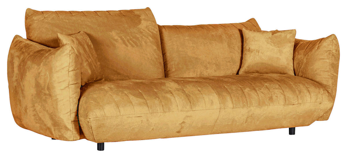 BIG SOFFA i plysch orange  - orange/svart, Klassisk, textil/plast (240/78/107cm) - MID.YOU