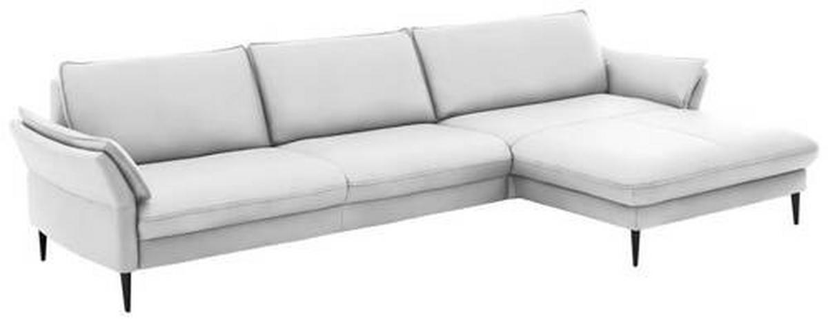 ECKSOFA in Echtleder Weiss  - Weiss/Schwarz, Design, Leder/Metall (334/172cm) - Valdera