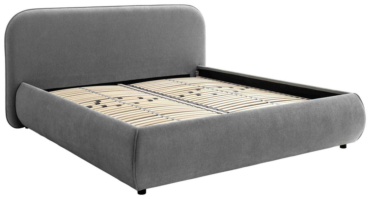 POLSTERBETT Lattenrost, Bettkasten Grau 180/200 cm  - Birkefarben/Buchefarben, Design, Holz/Textil (180/200cm) - Schöner Wohnen