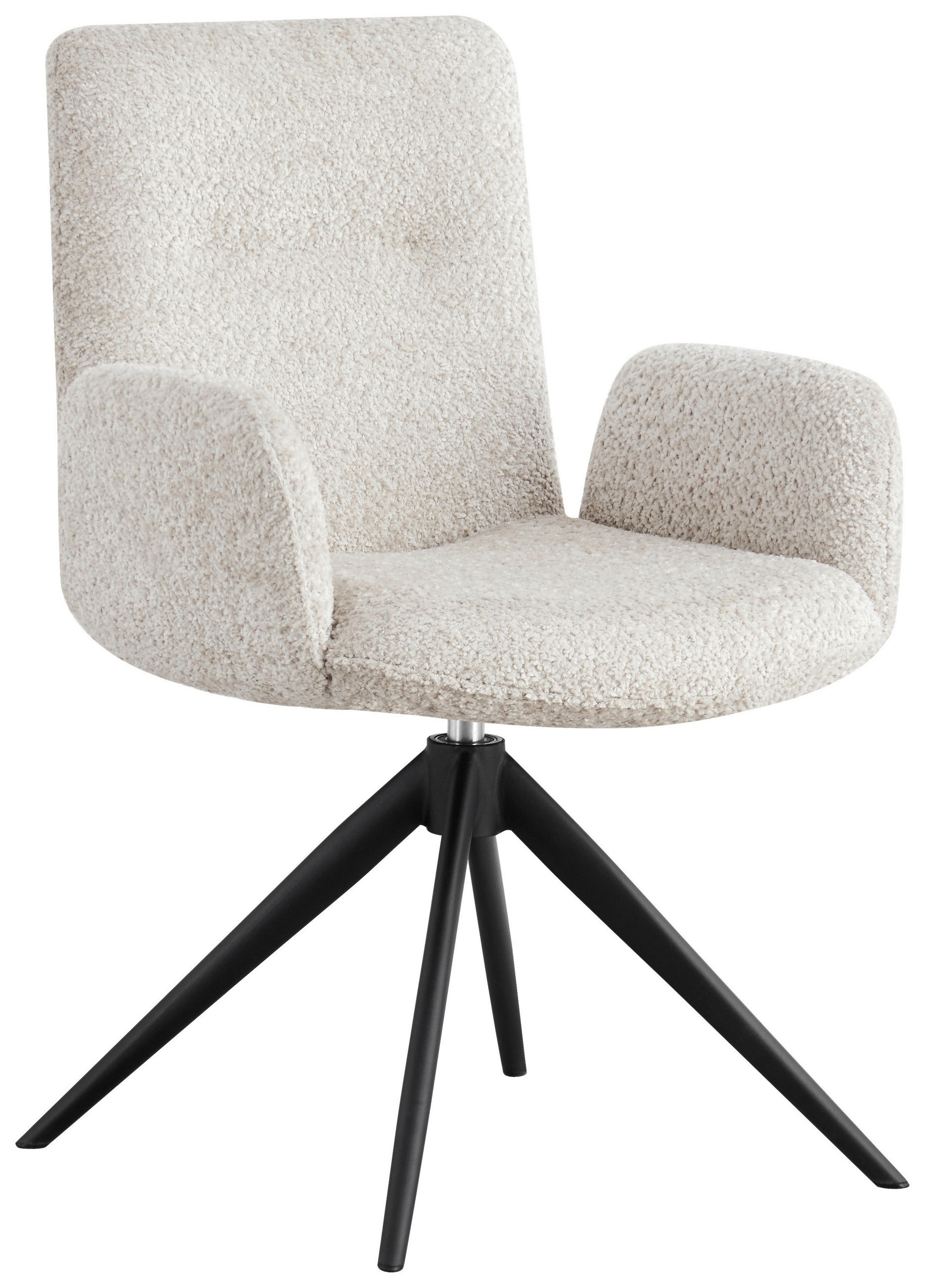 ARMLEHNSTUHL  Sitzfläche 360° drehbar Webstoff  - Perlmutt/Creme, Design, Textil/Metall (57/90/64cm) - Novel