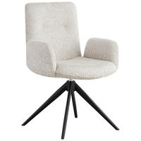 ARMLEHNSTUHL  Sitzfläche 360° drehbar Webstoff  - Perlmutt/Creme, Design, Textil/Metall (57/90/64cm) - Novel
