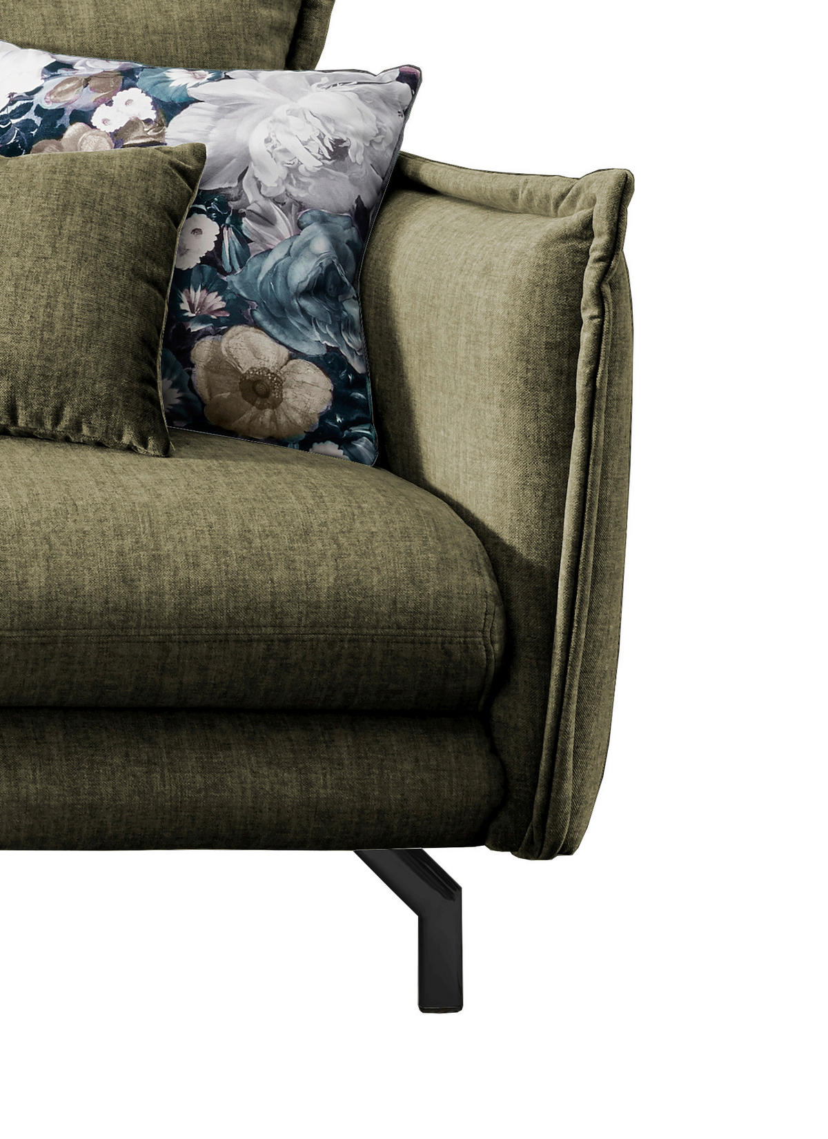 ECKSOFA in Velours Grün  - Türkis/Schwarz, Modern, Textil/Metall (180/255cm) - Livetastic
