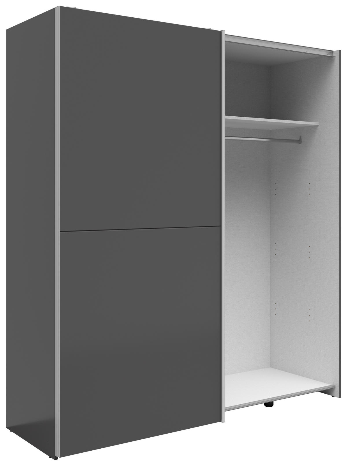 SCHWEBETÜRENSCHRANK 170/191/59 cm 2-türig Graphitfarben, Eiche Artisan  - Silberfarben/Graphitfarben, Basics, Holzwerkstoff/Kunststoff (170/191/59cm) - Boxxx
