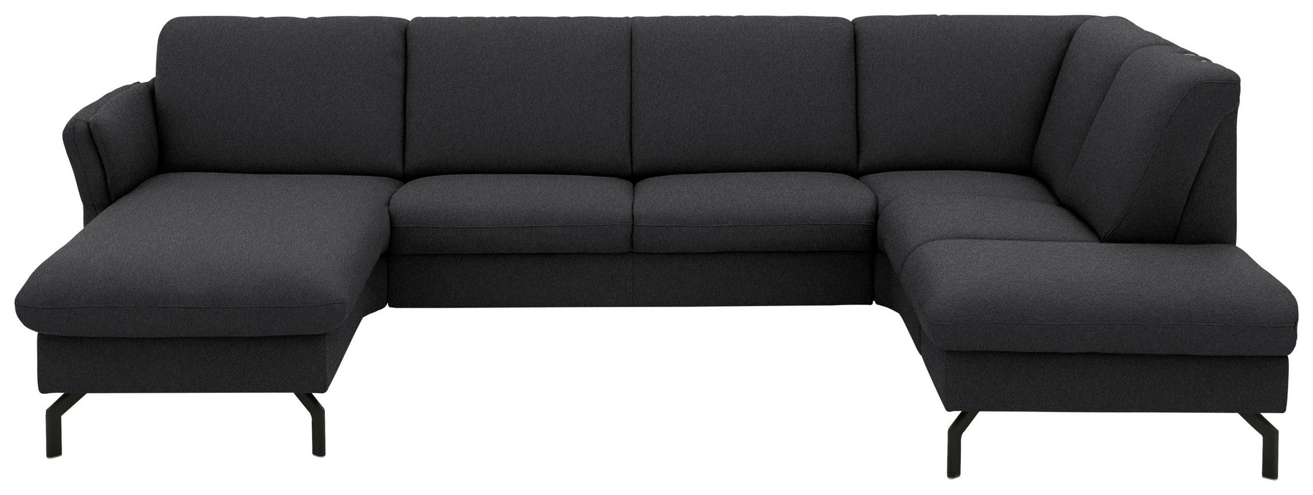 WOHNLANDSCHAFT  Flachgewebe Schwarz  - Schwarz, Konventionell, Textil/Metall (170/307/190cm) - Beldomo Comfort