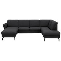 WOHNLANDSCHAFT  in Flachgewebe Schwarz  - Schwarz, KONVENTIONELL, Textil/Metall (170/307/190cm) - Beldomo Comfort