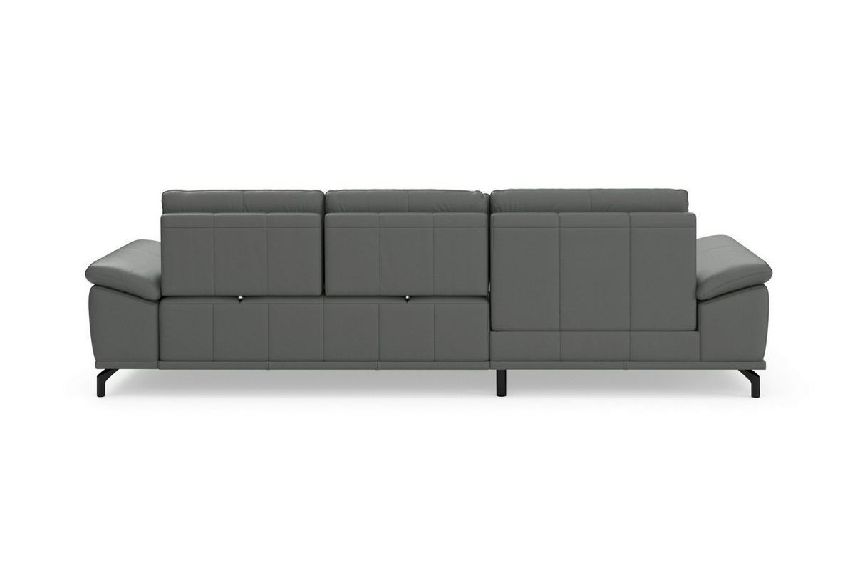 ROHOVÁ SEDAČKA, kůže, antracitová - černá/antracitová, Basics, kov/kůže (176/301cm) - Sit & More