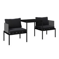 BALKONSET  - Anthrazit/Hellgrau, Basics, Textil/Metall (65-195/65/65cm) - Ambia Garden