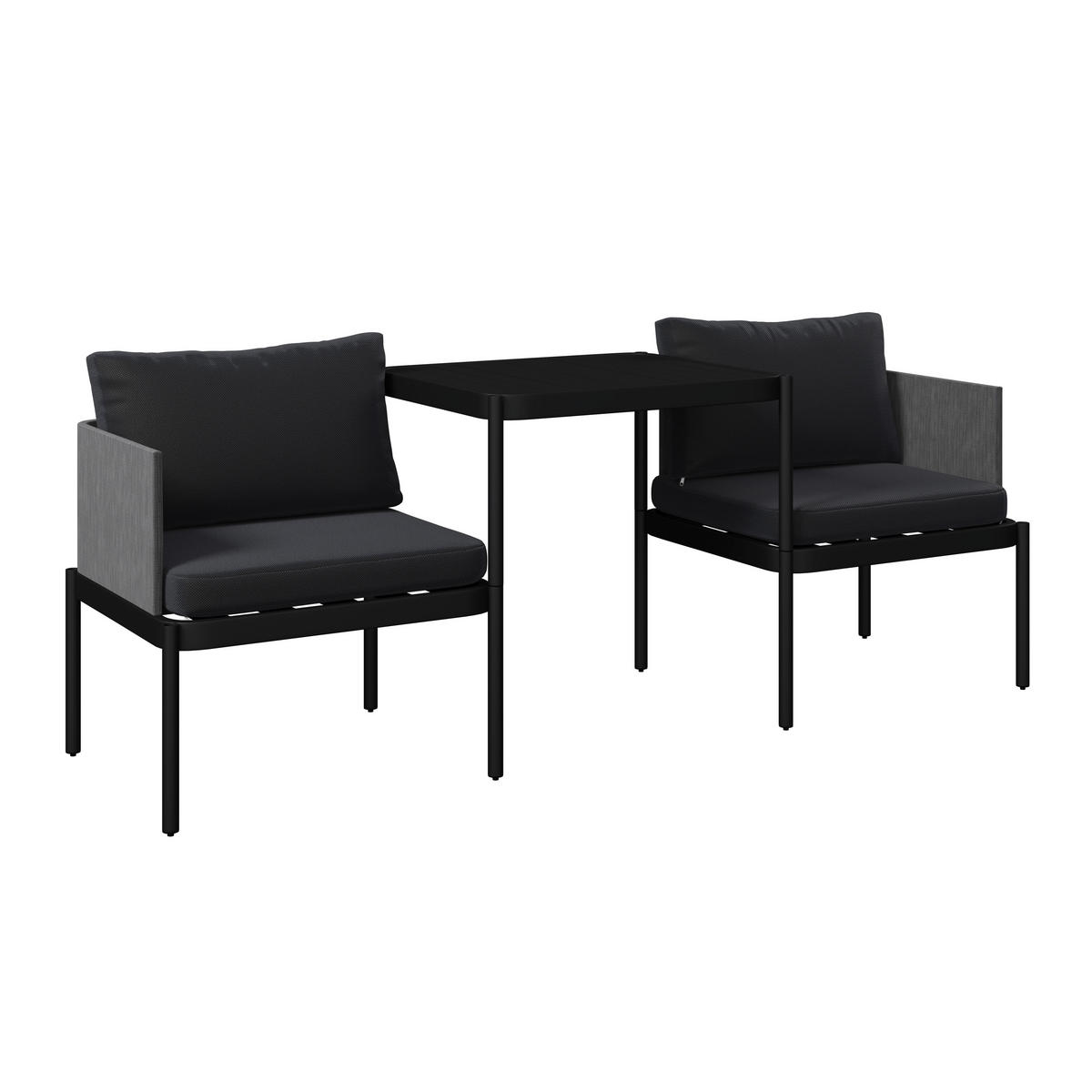 BALKONSET  - Anthrazit/Hellgrau, Basics, Textil/Metall (65-195/65/65cm) - Ambia Garden