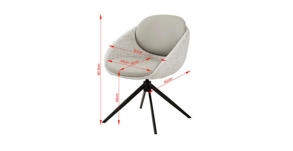 ARMLEHNSTUHL  in Eisen Leinenoptik Echtleder pigmentiert  - Beige/Schwarz, Design, Leder/Textil (60/80,5/62cm) - Novel