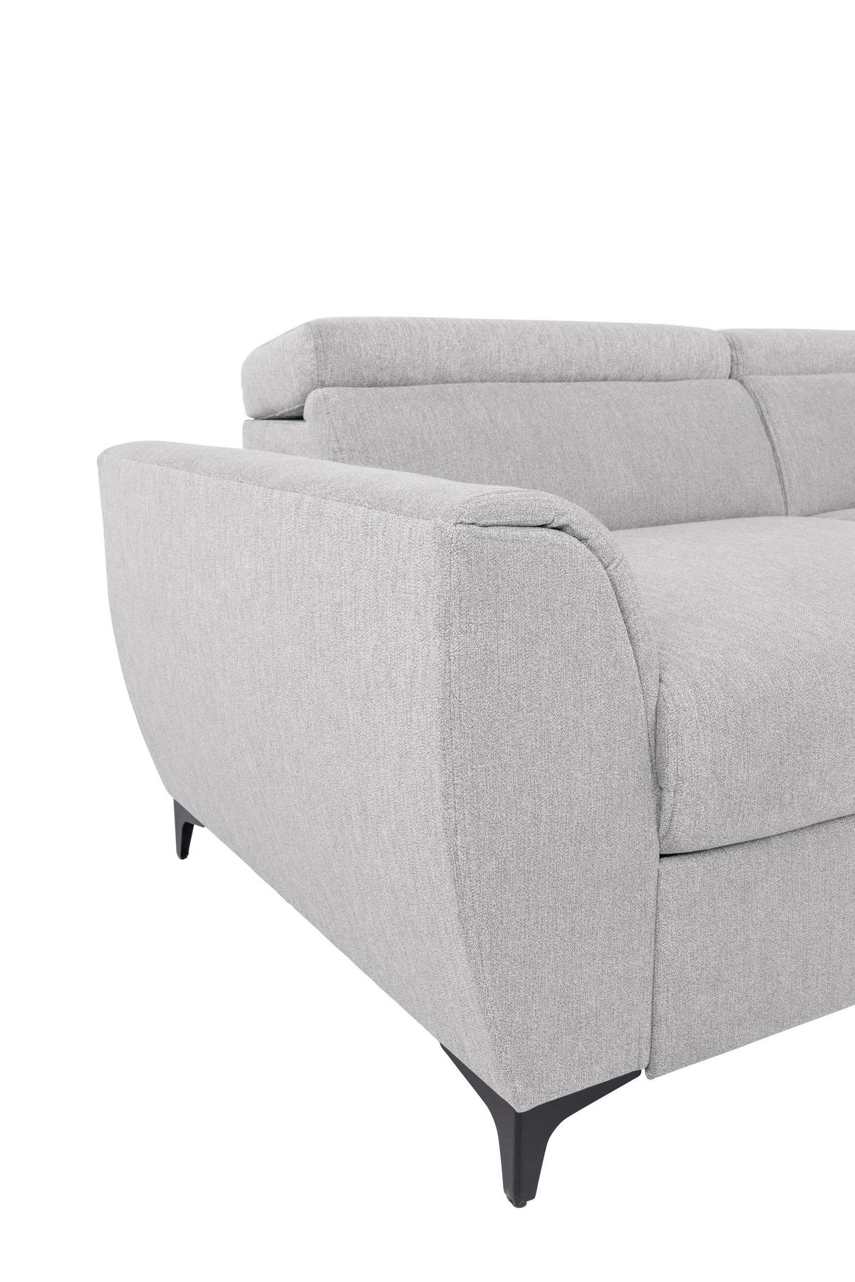SAROKKANAPÉ textil világosszürke  - világosszürke/fekete, Konventionell, textil/fém (255/217cm) - MID.YOU