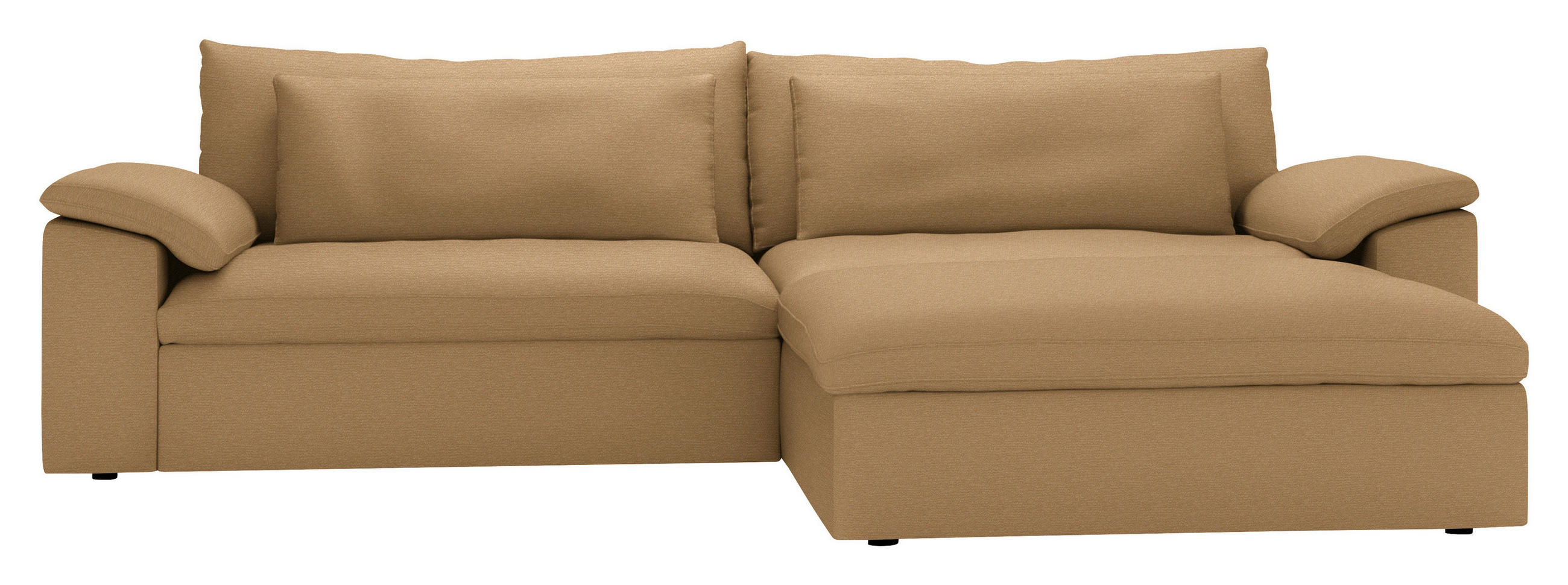 ECKSOFA 306/198 cm  in Chenille Cognac Rückenkissen, Nierenkissen, Armlehnenkissen, Rücken echt  306/198 cm  - Cognac/Schwarz, MODERN, Kunststoff/Textil (306/198cm) - Carryhome