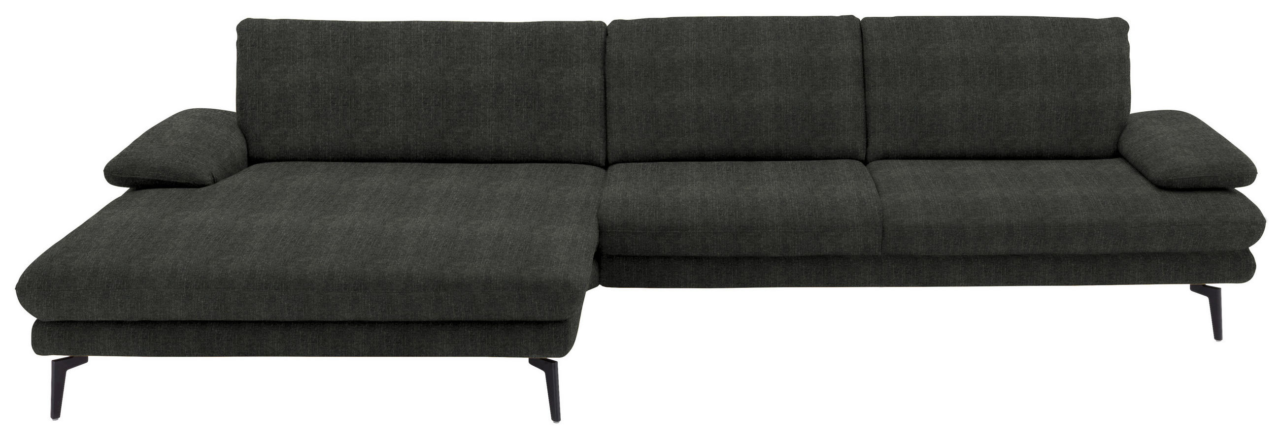 ECKSOFA in Velours Dunkelgrau  - Dunkelgrau/Schwarz, Design, Textil/Metall (180/310cm) - Dieter Knoll
