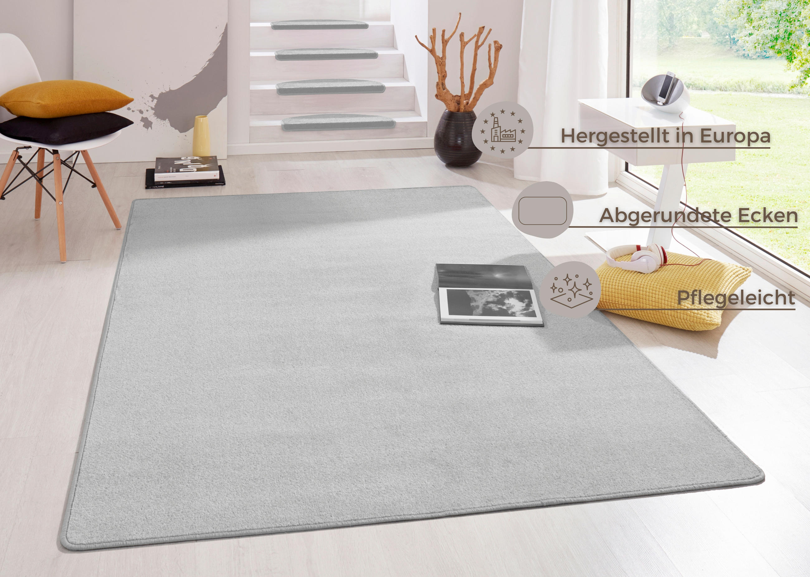 FLACHWEBETEPPICH 133/195 cm Fancy Hellgrau  - Hellgrau, Basics, Kunststoff (133/195cm)
