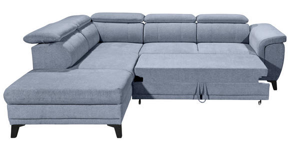 ECKSOFA Blau Mikrovelours  - Blau/Schwarz, MODERN, Kunststoff/Textil (231/274cm) - Carryhome