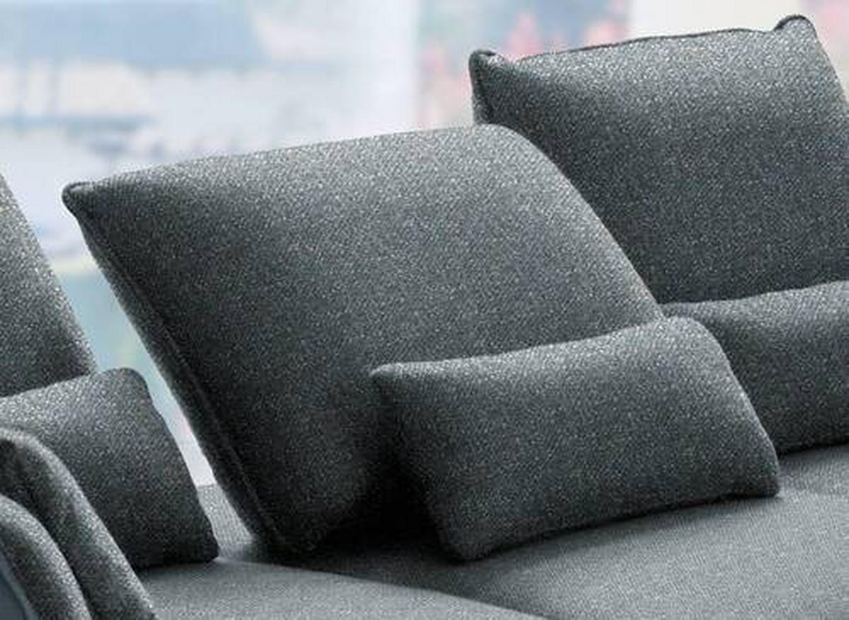 ECKSOFA in Flachgewebe Blaugrau  301/191 cm  - Blaugrau/Schwarz, Design, Textil/Metall (301/191cm) - Moderano