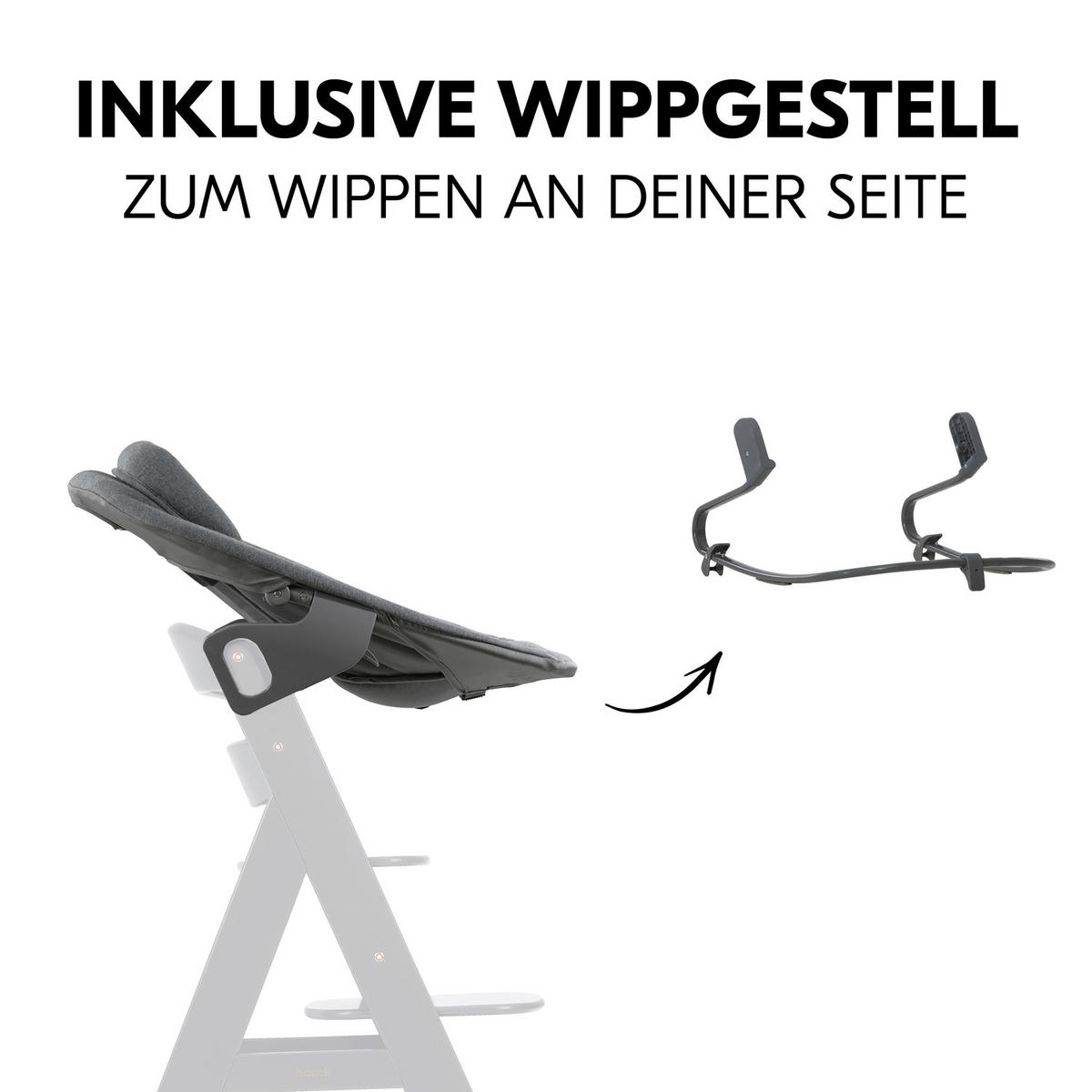 HOCHSTUHLLIEGE Alpha Bouncer Premium  - Anthrazit, Basics, Textil/Metall (66/51/49cm) - Hauck