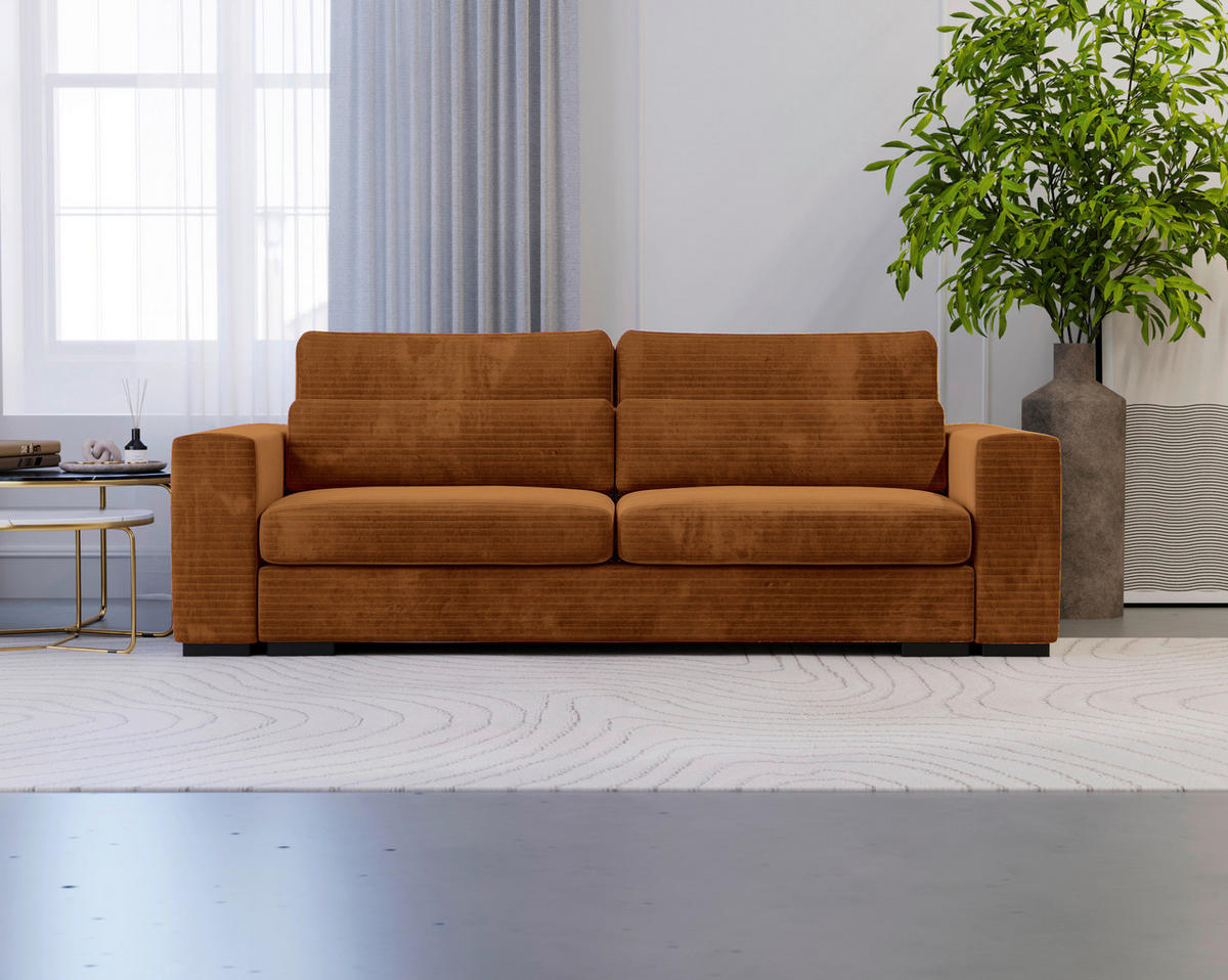 SCHLAFSOFA in Flachgewebe Rostfarben  - Rostfarben/Schwarz, Konventionell, Kunststoff/Textil (236/78/114cm) - Carryhome