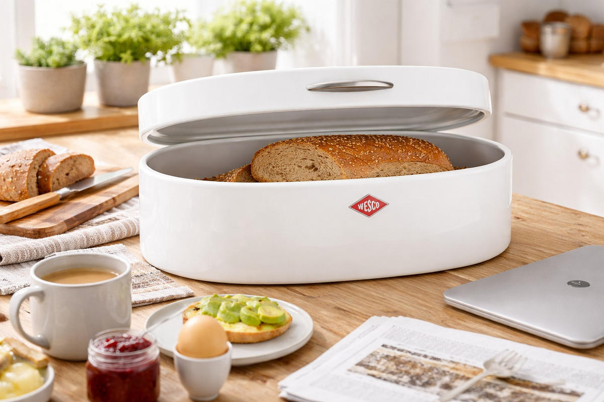 BROTKASTEN - Weiß, Basics, Metall (26/41,5/14cm) - Wesco