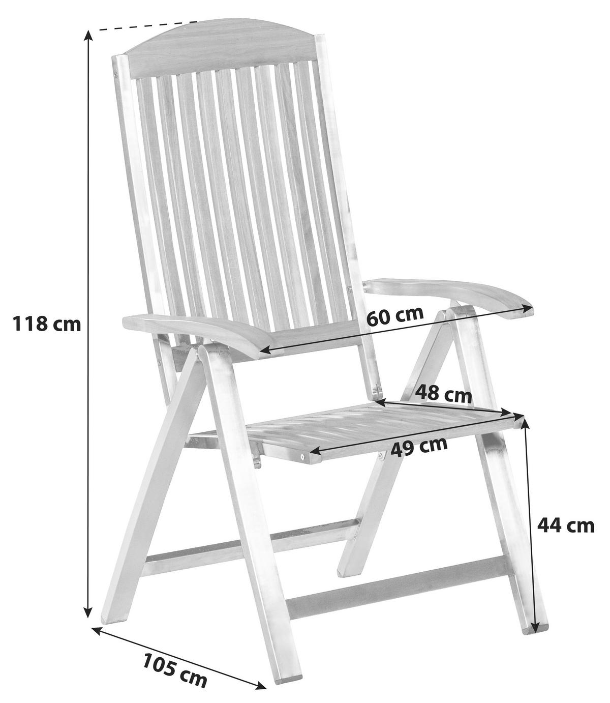 GARTENTISCHGRUPPE Akazie Hartholz Edelstahl  - Silberfarben/Akaziefarben, KONVENTIONELL, Holz/Metall - Gardenson