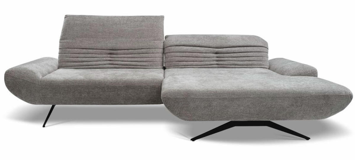 ROHOVÁ SEDAČKA, textil, šedá - šedá/černá, Design, kov/textil (280/170-195cm) - Dieter Knoll