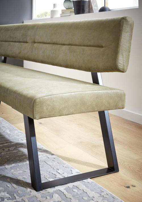 SITZBANK 160/85/58 cm Mikrofaser Schwarz, Olivgrün Metall  - Schwarz/Olivgrün, Design, Textil/Metall (160/85/58cm) - Dieter Knoll