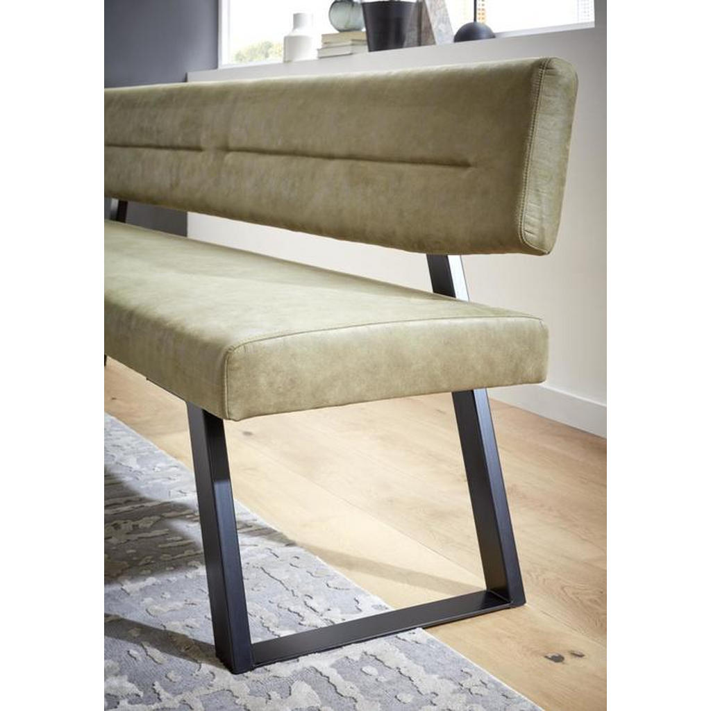 Thumbnail - Dieter Knoll Sitzbank, Schwarz, Olivgrün, Metall, Textil, Uni, 2-3-Sitzer, 160x85x58 cm, Lederauswahl, Stoffauswahl, Typ...