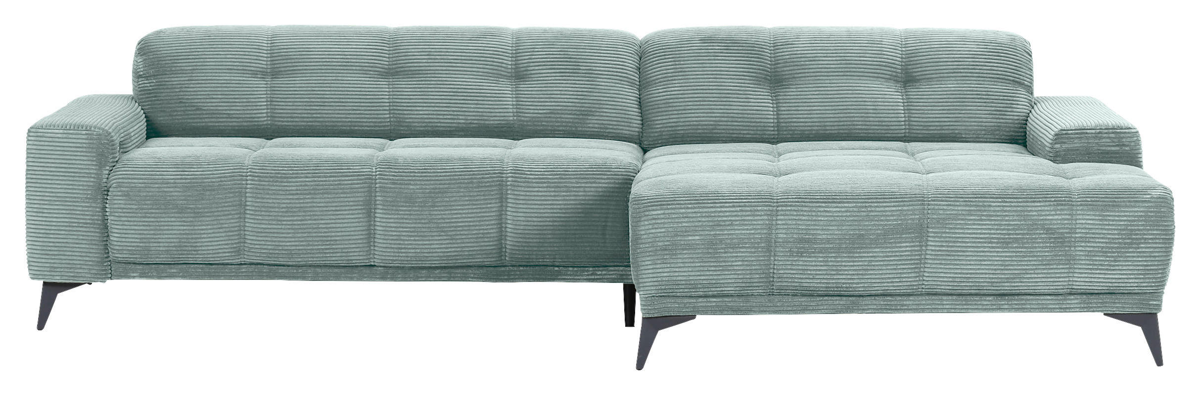 ECKSOFA Mintgrün Cord Rücken echt, Sitzvorzug  - Schwarz/Mintgrün, KONVENTIONELL, Textil/Metall (295/165cm) - Carryhome