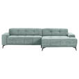 ECKSOFA  in Cord Mintgrün Rücken echt, Sitzvorzug  295/165 cm  - Schwarz/Mintgrün, KONVENTIONELL, Textil/Metall (295/165cm) - Carryhome