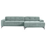 ECKSOFA  in Cord Mintgrün  295/165 cm  - Schwarz/Mintgrün, KONVENTIONELL, Textil/Metall (295/165cm) - Carryhome