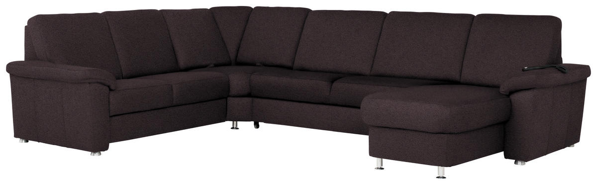 WOHNLANDSCHAFT in Flachgewebe Mokka  - Chromfarben/Mokka, Konventionell, Textil/Metall (240/330/163cm) - Beldomo System