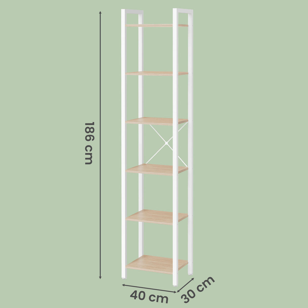 REGAL Weiß, Beige  - Beige/Weiß, Trend, Holzwerkstoff/Metall (40/186/30cm) - Boxxx