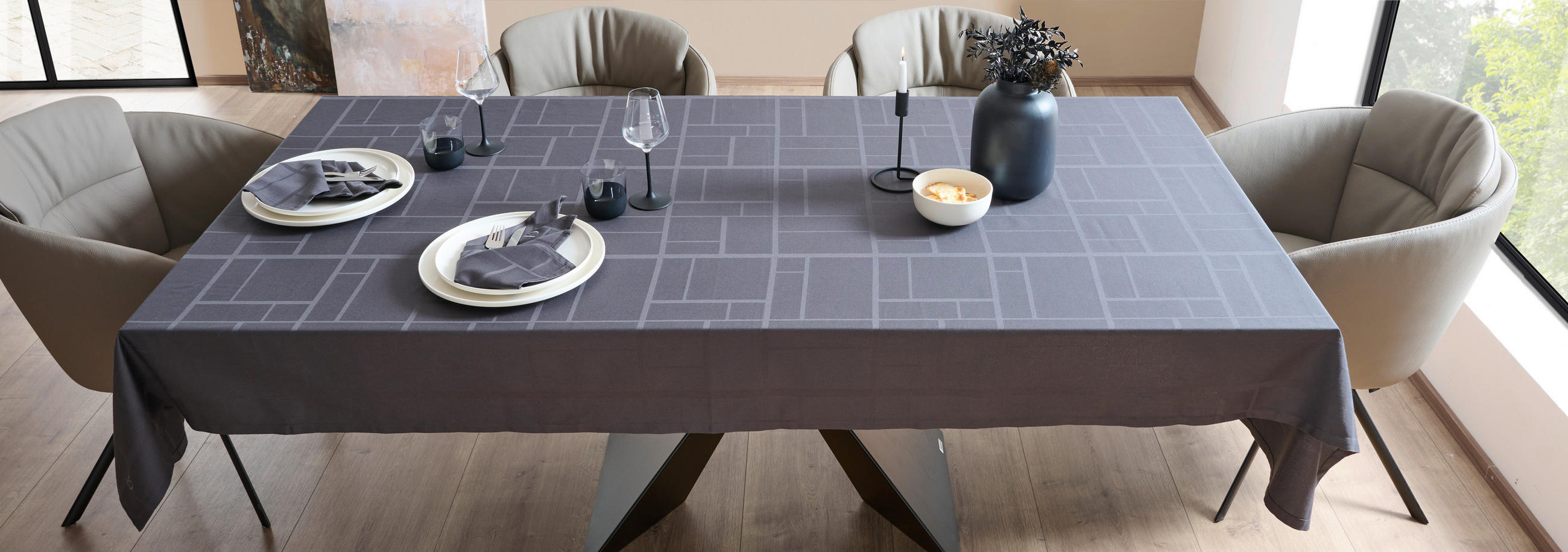 TISCHDECKE Textil Flachgewebe Anthrazit 130/170 cm  - Anthrazit, Basics, Textil (130/170cm) - Dieter Knoll