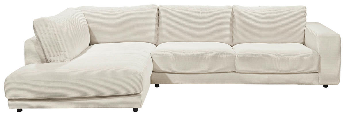 ECKSOFA in Cord Creme  - Creme/Schwarz, Design, Kunststoff/Textil (224/325cm) - Hom`in