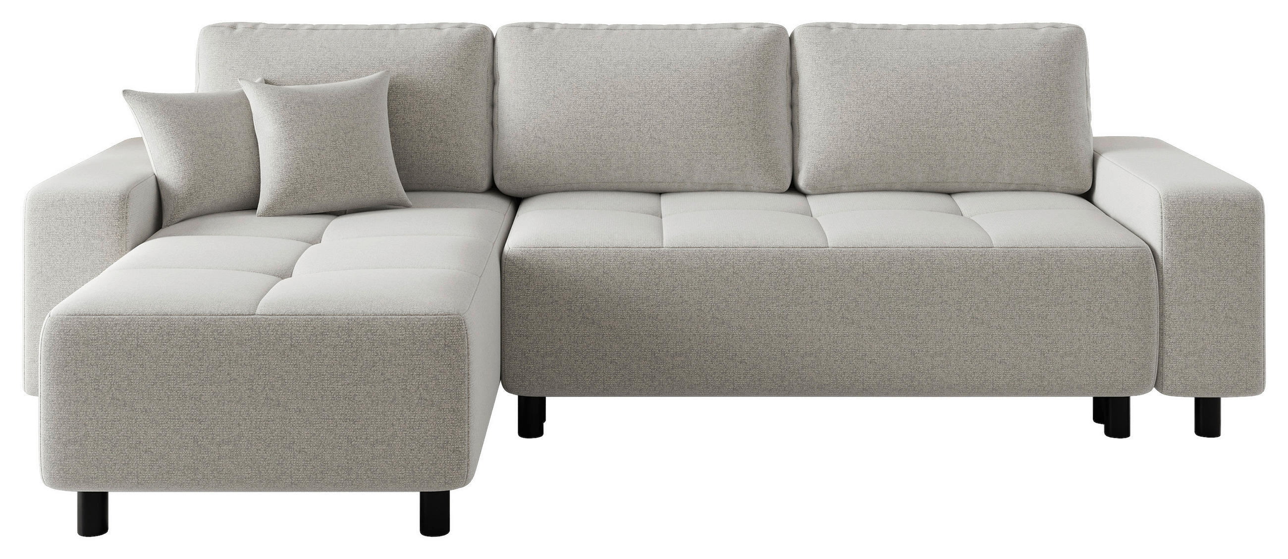 ECKSOFA Elfenbein Jacquard Zierkissen, Rückenkissen, Bettkasten, Schlaffunktion, Rücken echt, Liegefläche im Originalstoff  - Elfenbein/Schwarz, MODERN, Kunststoff/Textil (144/246cm) - Carryhome