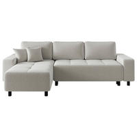 ECKSOFA Elfenbein Jacquard Zierkissen, Rückenkissen, Bettkasten, Schlaffunktion, Rücken echt, Liegefläche im Originalstoff  - Elfenbein/Schwarz, MODERN, Kunststoff/Textil (144/246cm) - Carryhome